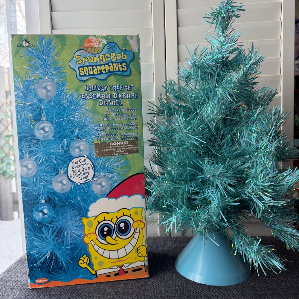 SpongeBob Squarepants 2004 Kurt Adler RARE 24” Blue Christmas Holiday Tree Set